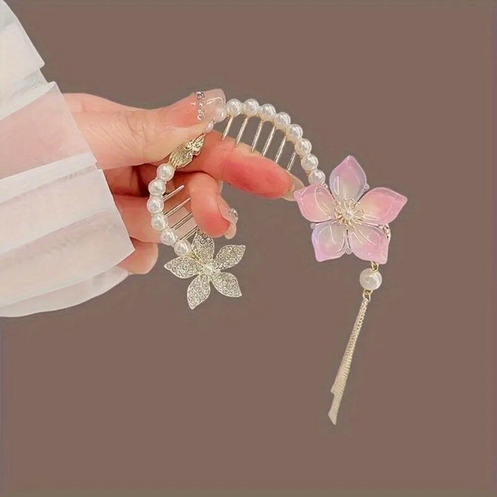 6pcs Pearl & Metal Claw Hair Clips Set