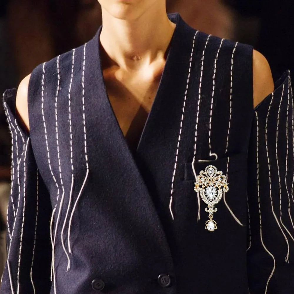 Vintage Rhinestone Flower Brooch Pin