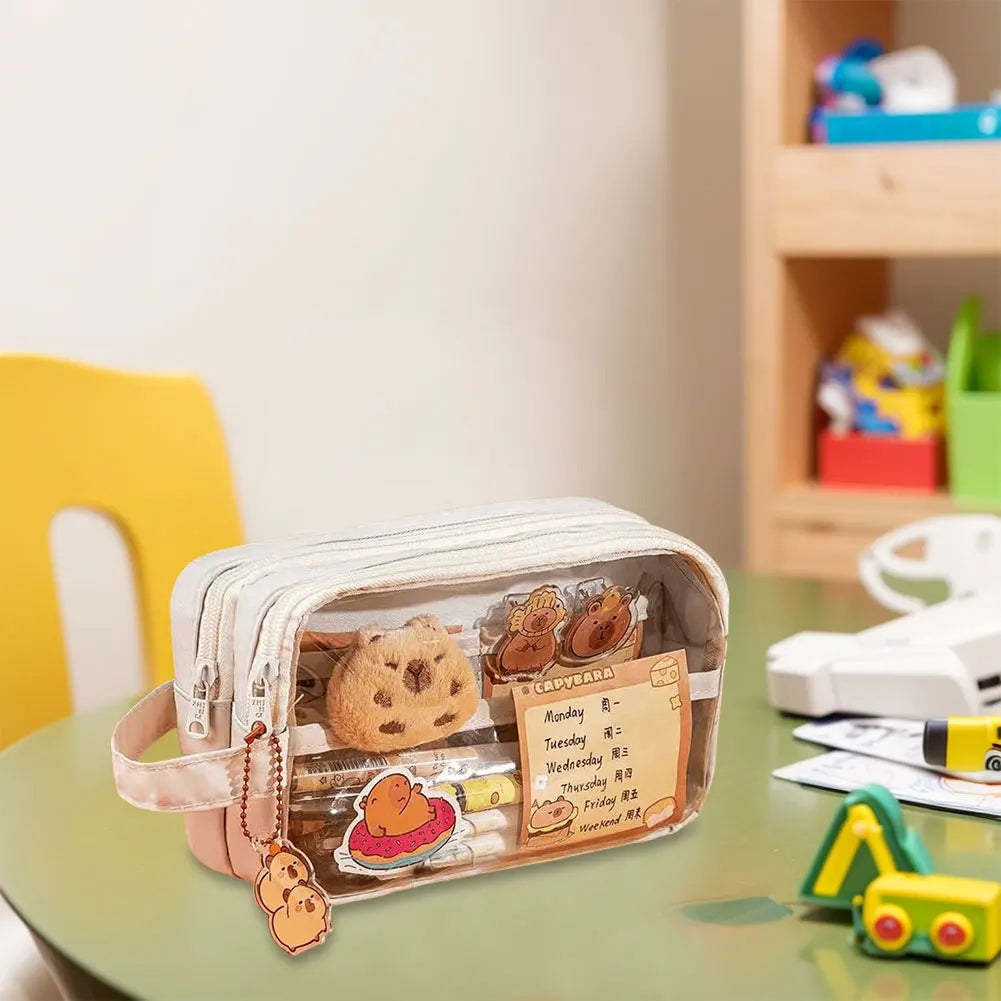 Capybara Kawaii Clear Pencil Case