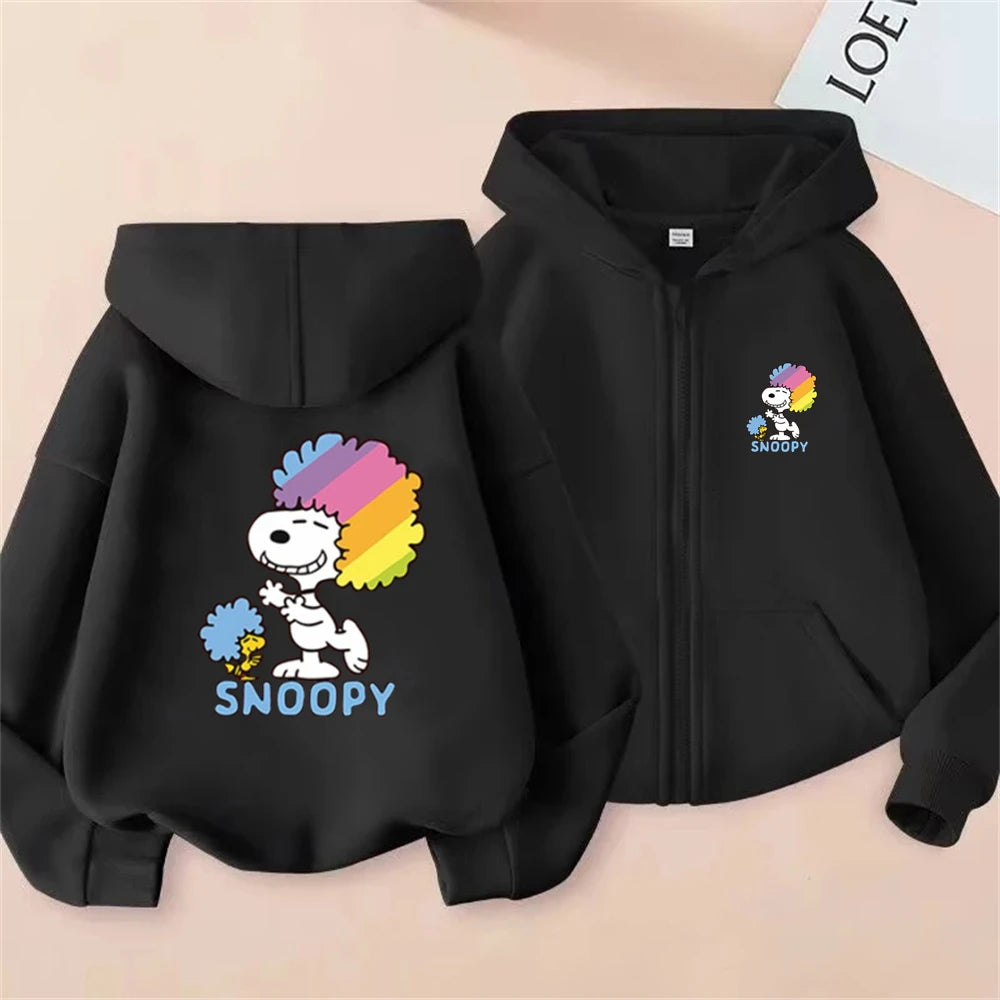 Disney Snoopy Kids Zip Hoodie – Pink