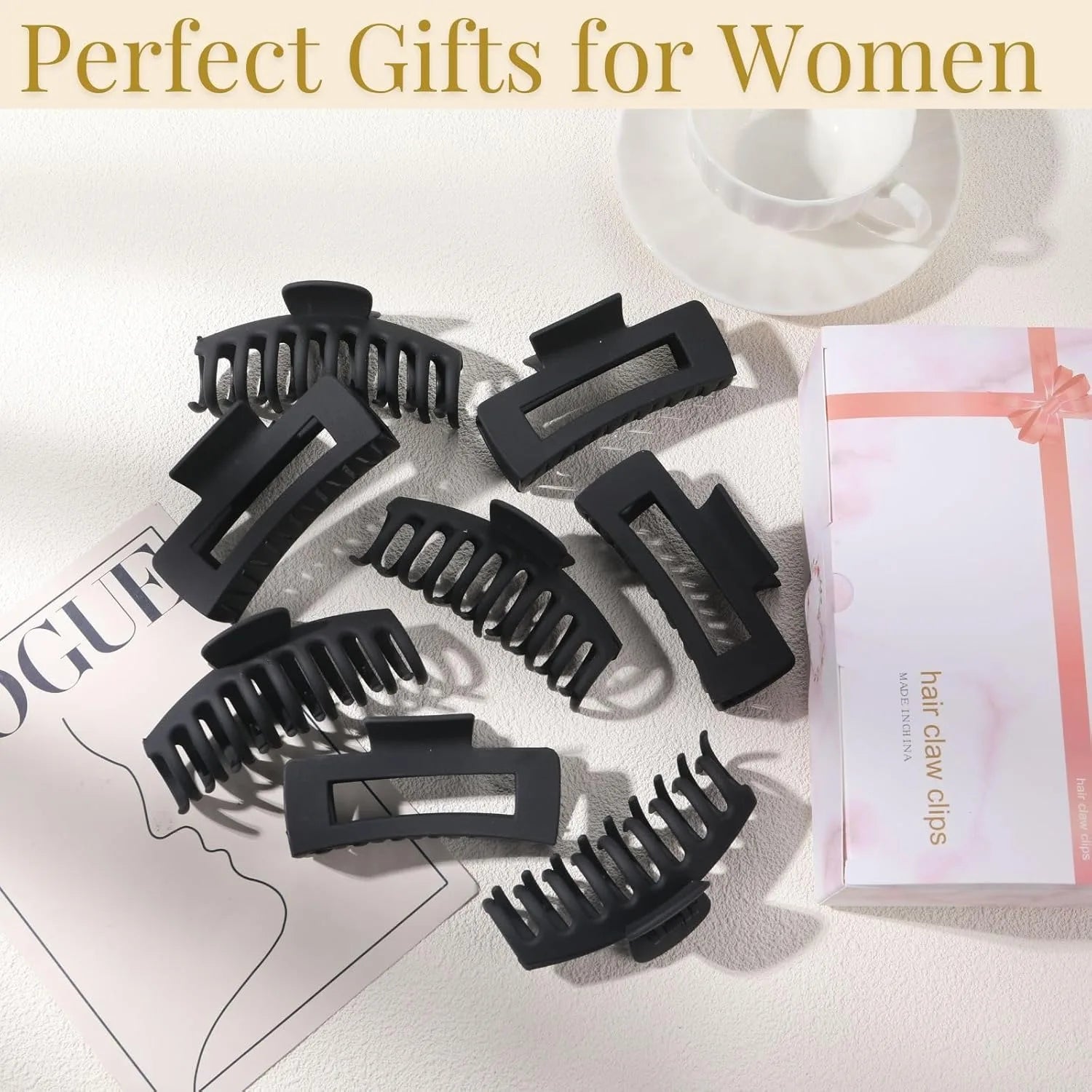 8 Pack Large Matte Hair Claw Clips Set