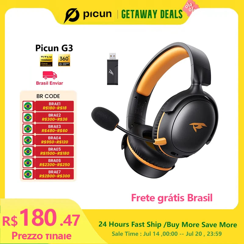Picun G3 Wireless Gaming Headset Mic