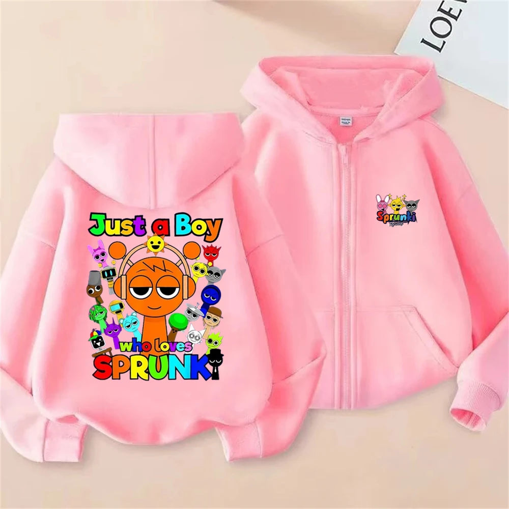 Sprunki Incredibox Kids Zipper Hoodie