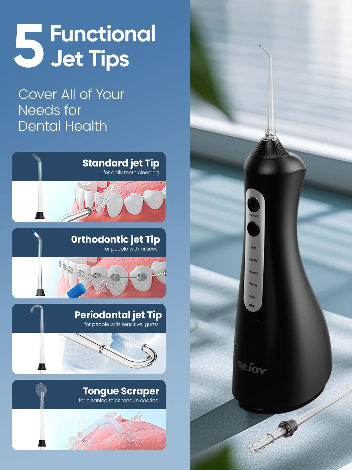 Sejoy Cordless Water Flosser for Teeth