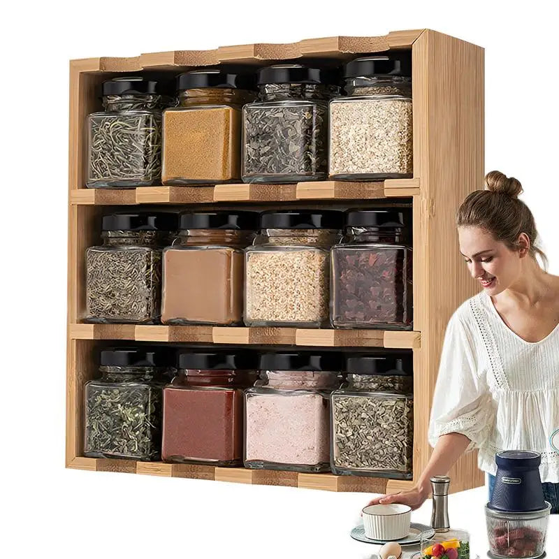 3-Tier Wooden Seasoning Rack Organizer