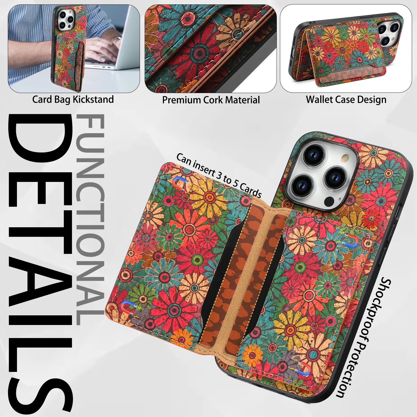 Denior Floral Cork Case iPhone 12–16