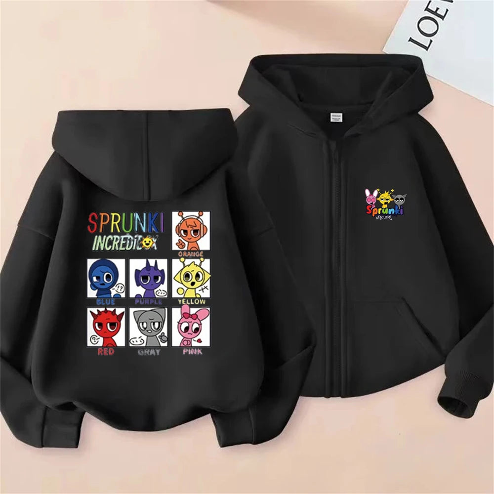 Sprunki Incredibox Kids Zipper Hoodie