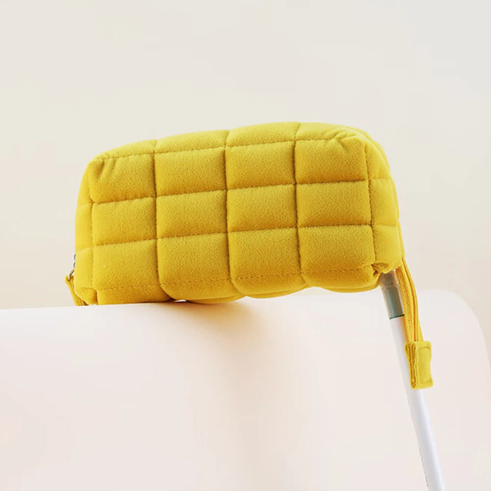 Plaid Quilted Large Pencil Pouch