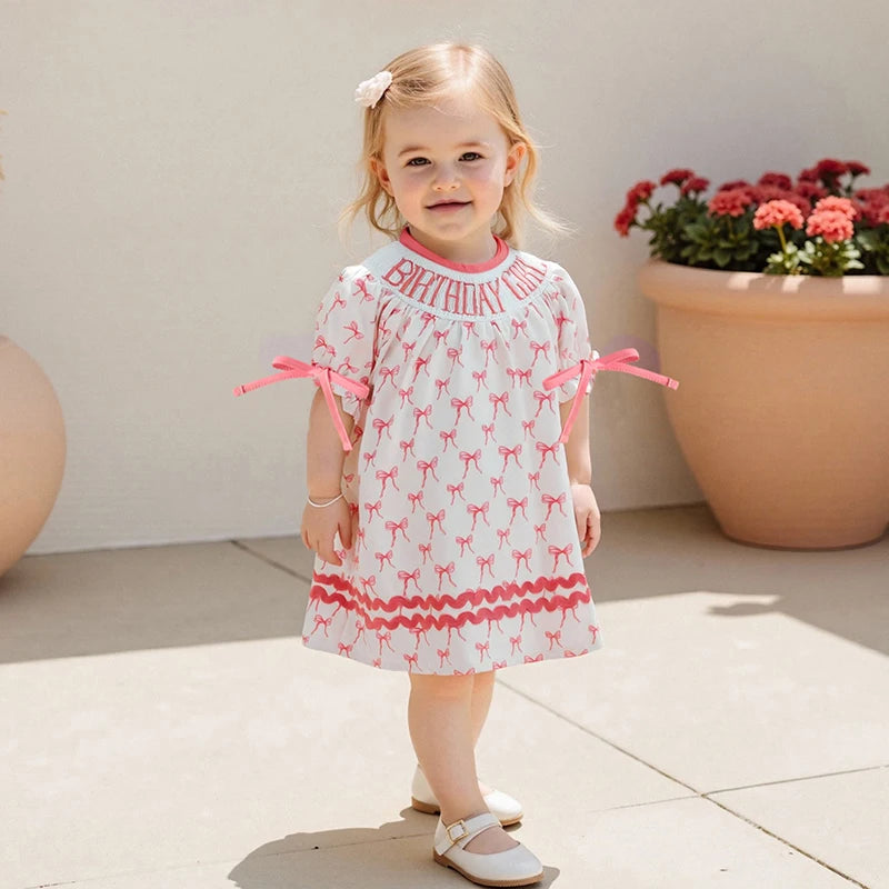 Smocked Puff Sleeve Birthday Dress