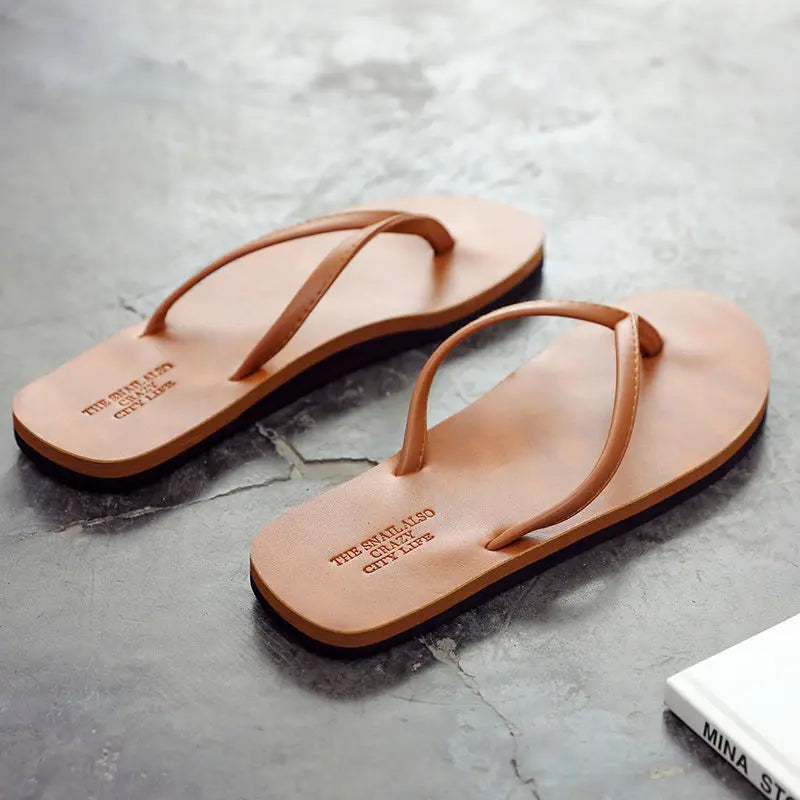 Men’s Anti-Slip Leather Flip Flops Summer