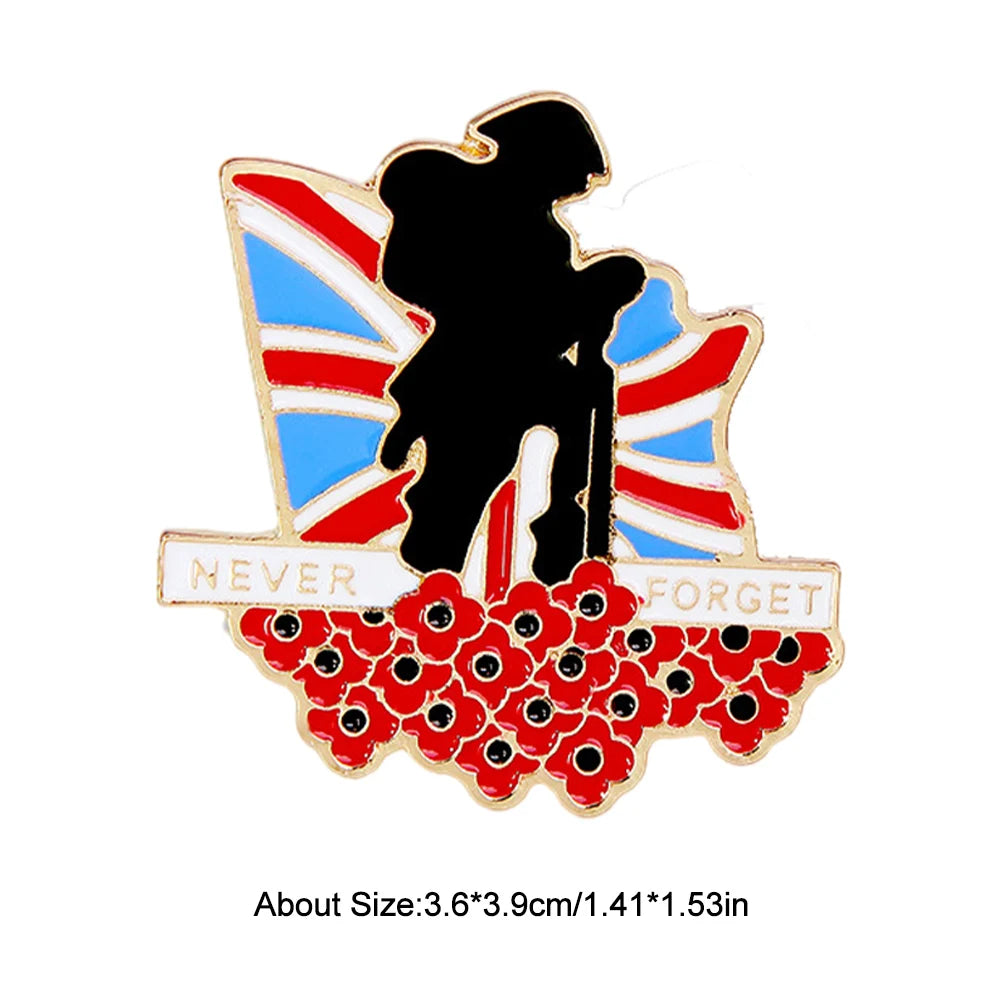 Red Poppy Rose Flower Lapel Pins