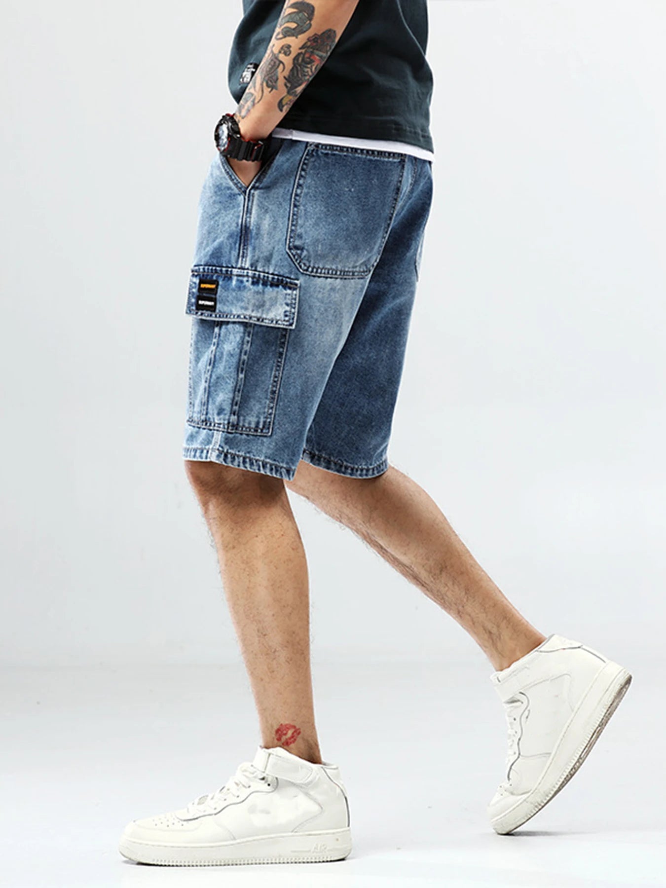 Men’s Hip Hop Denim Cargo Shorts