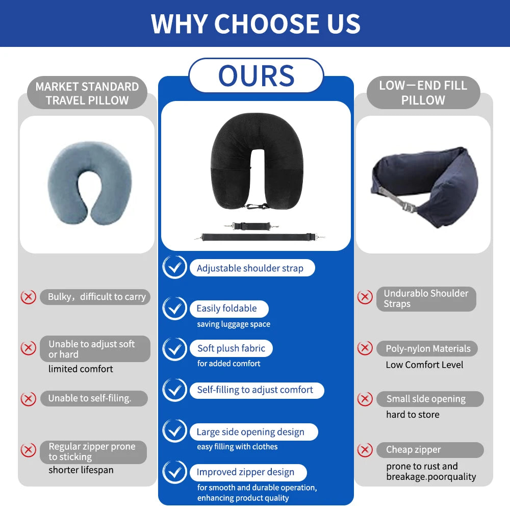 Fillable Travel Neck Pillow – Velvet