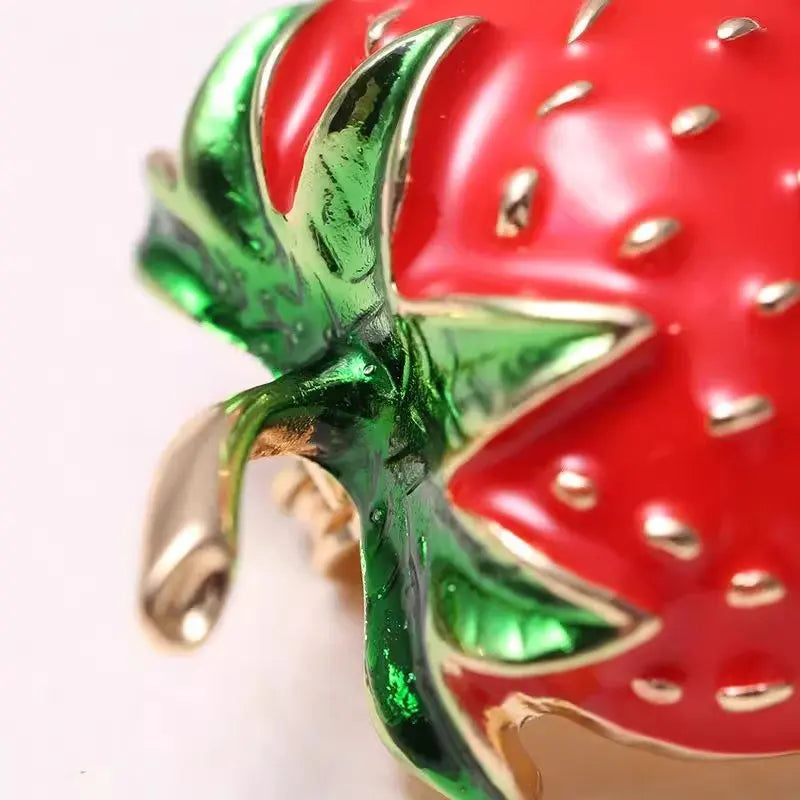 Sweet Strawberry Alloy Fruit Brooch