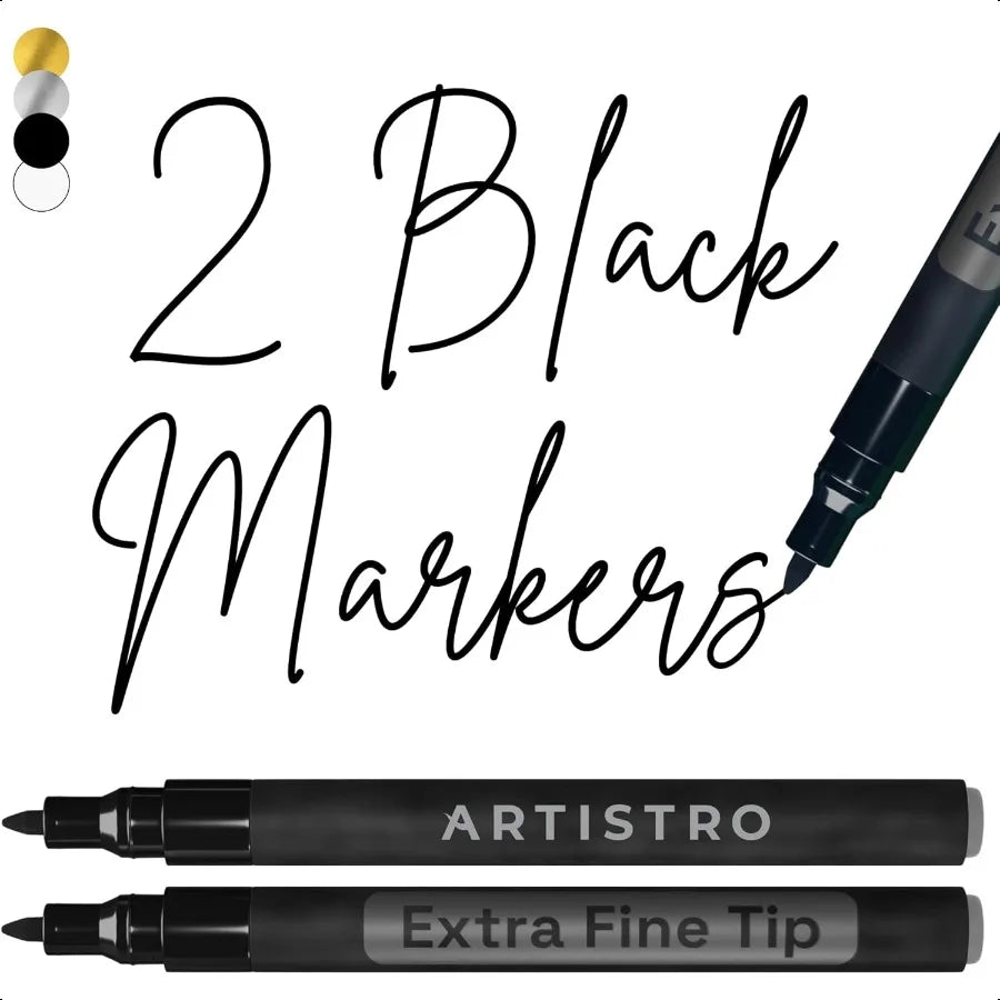ARTISTRO Black Acrylic Paint Pens – 2 Pack