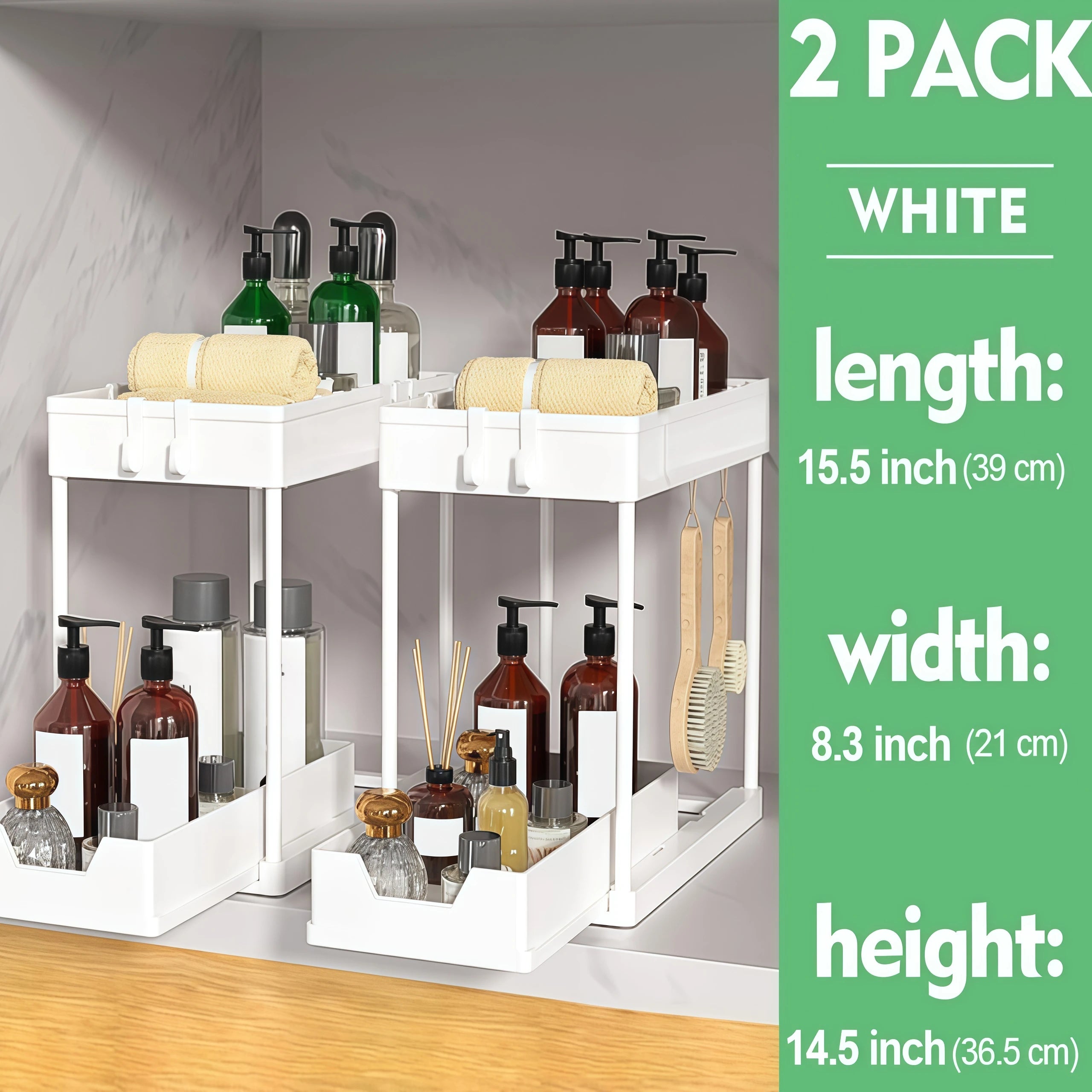 2-Tier Sliding Sink Storage Rack