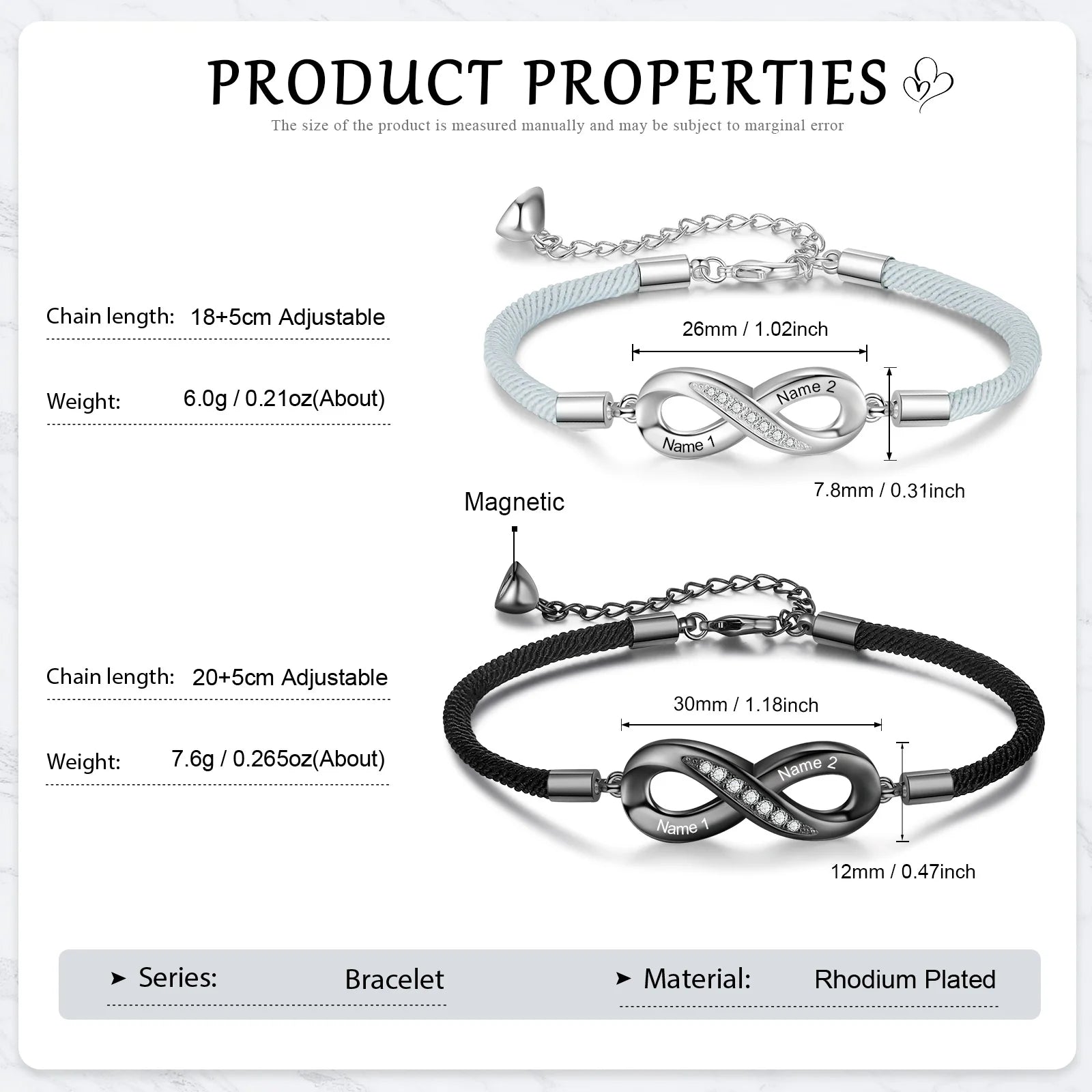 Personalized Infinity Magnetic Bracelets