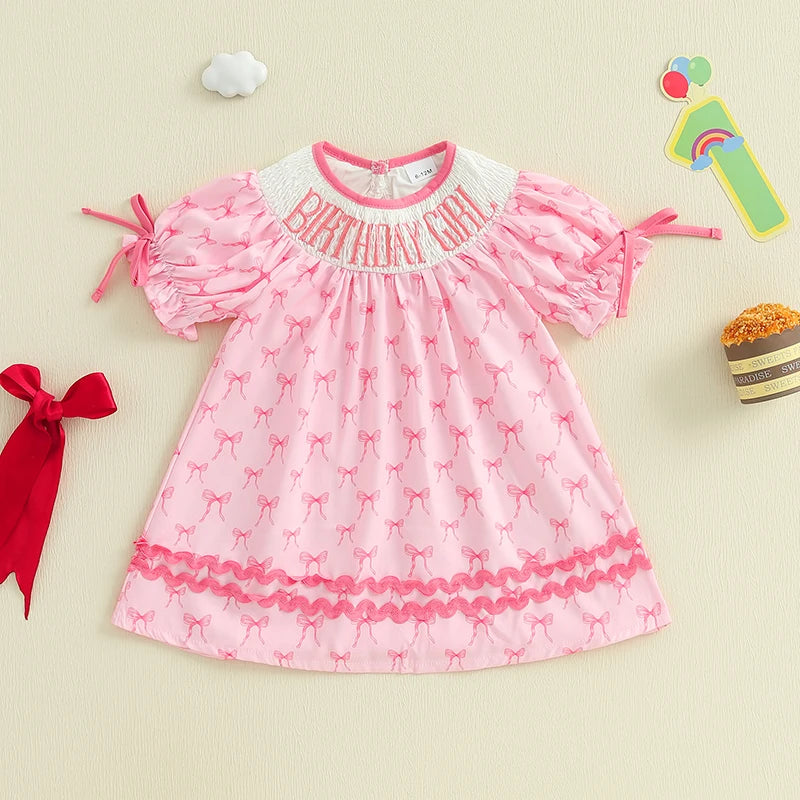 Smocked Puff Sleeve Birthday Dress