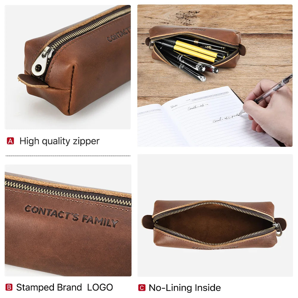 Retro Leather High Capacity Pencil Case