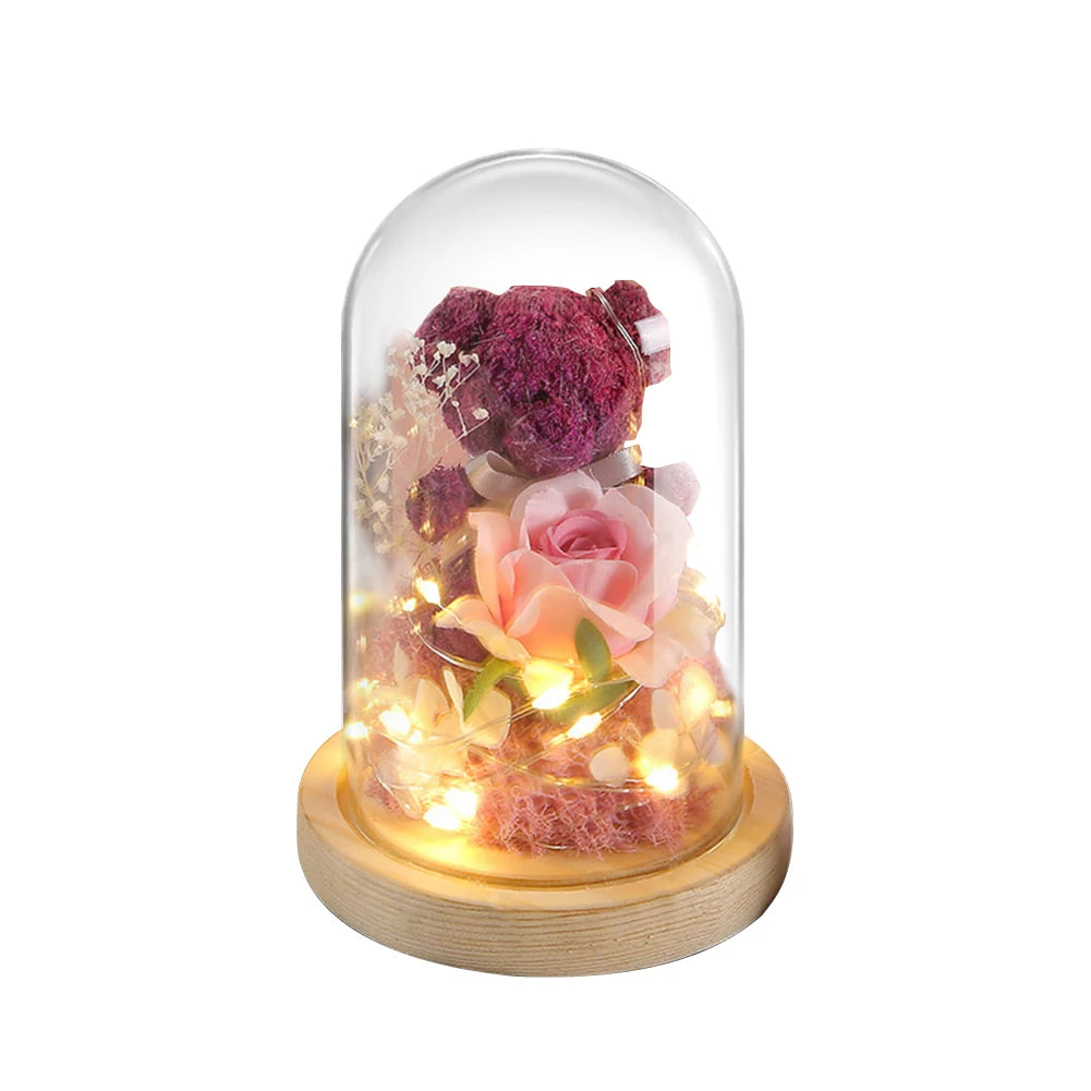 Eternal Rose with Light & Teddy Bear Gift