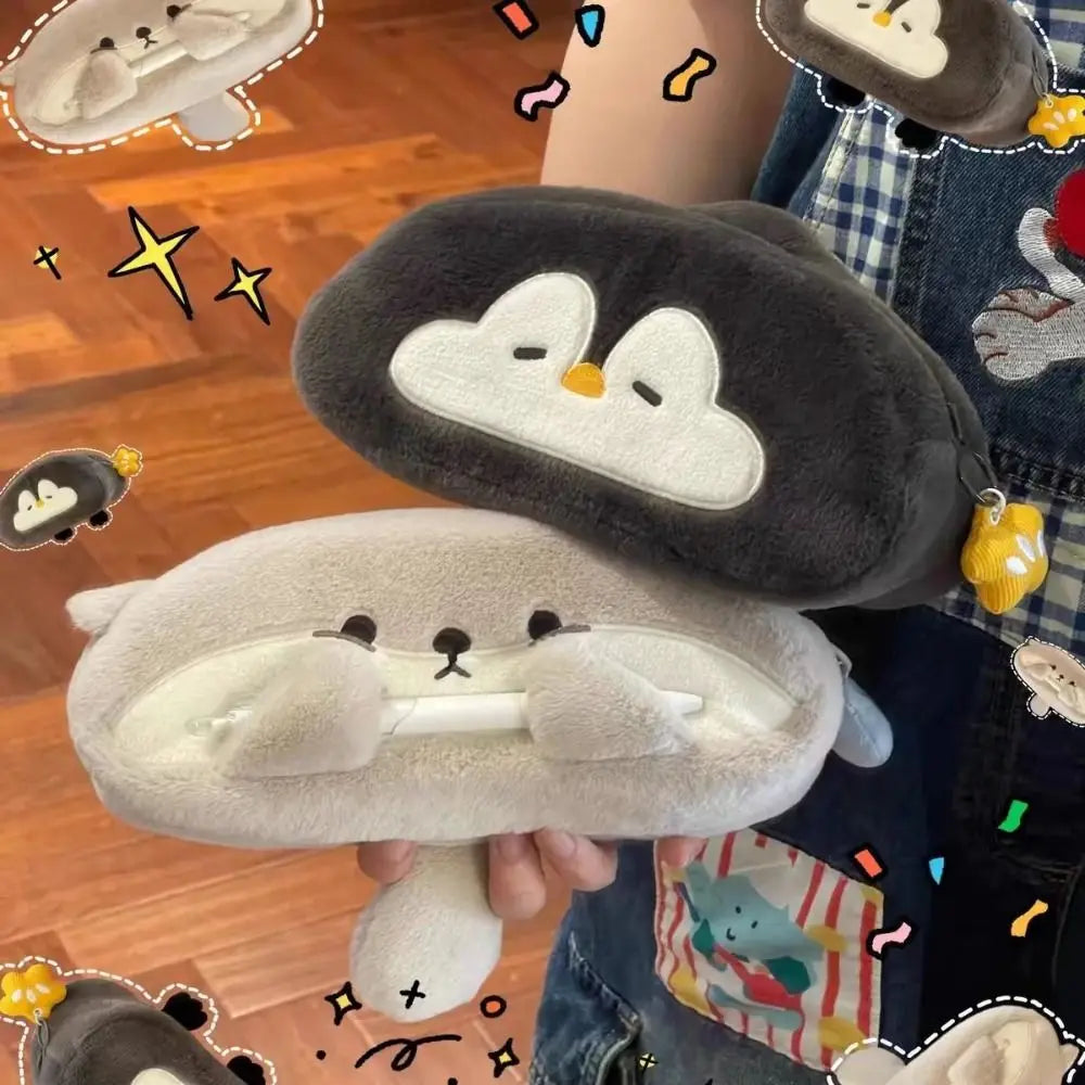 Cute Plush Otter Penguin Pencil Case