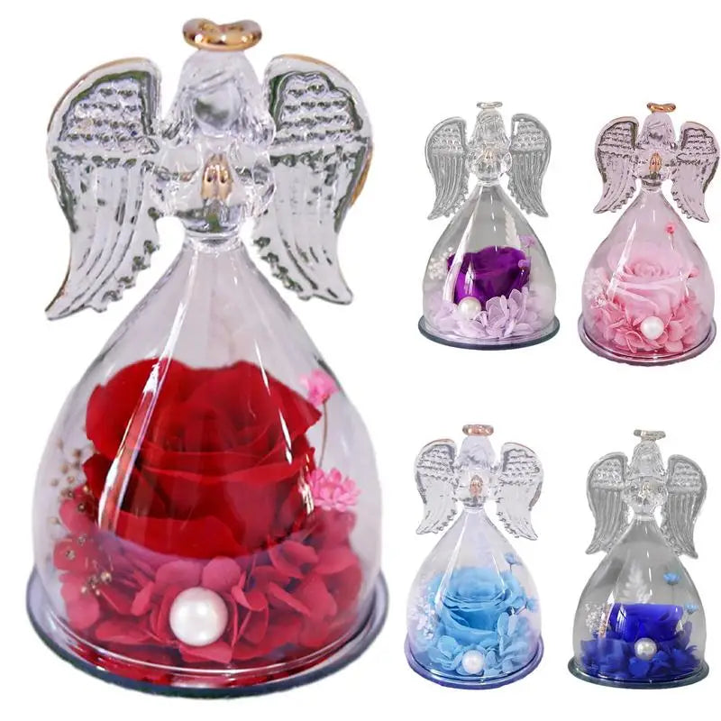 Angel Rose Eternal Flower Glass Decor Gift