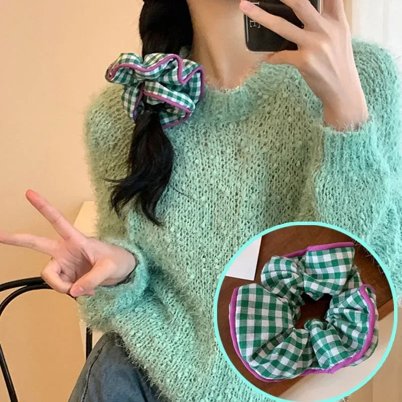 2024 Spring Lattice Print Hair Ties