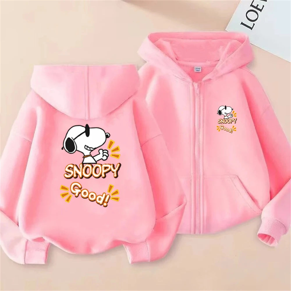 Disney Snoopy Kids Zip Hoodie – Pink
