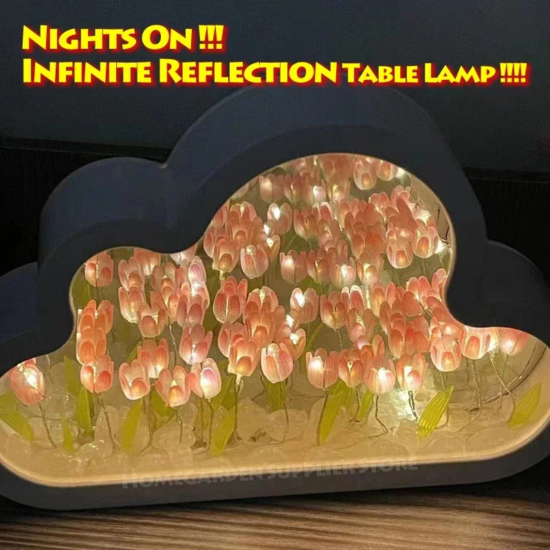 Hidden Tulip Infinity Mirror Table Lamp
