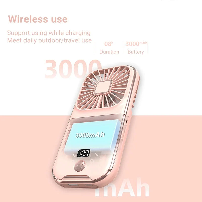 Mini Portable USB Neck & Hand Fan 3000mAh