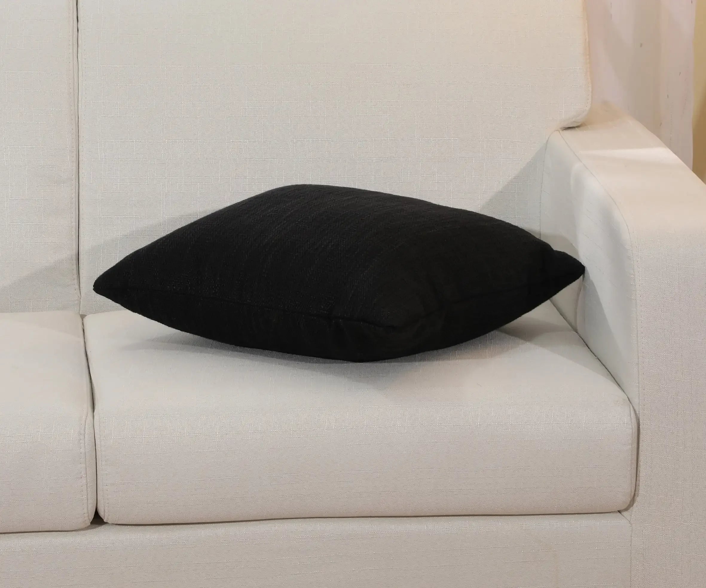Black Solid Texture Throw Pillow 18x18
