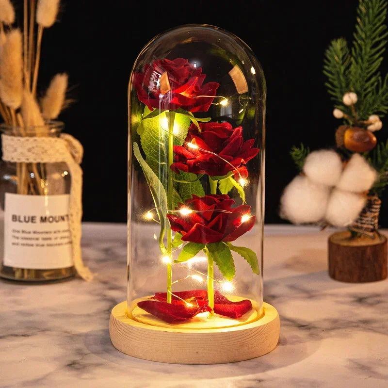 Rose Glass Dome Light-Up Gift Ornament