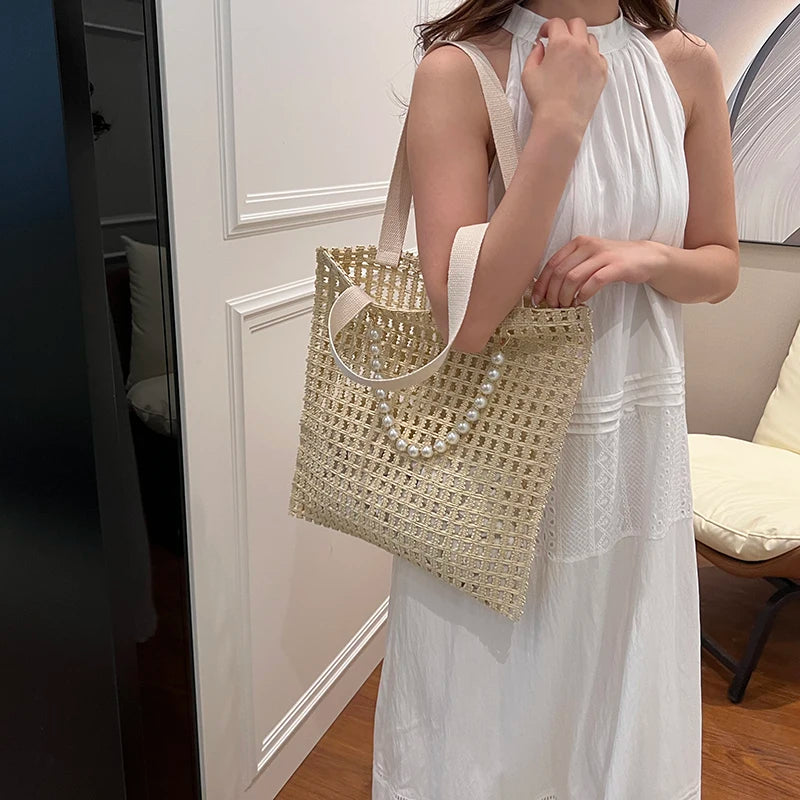 Mesh Crochet Summer Beach Tote Bag