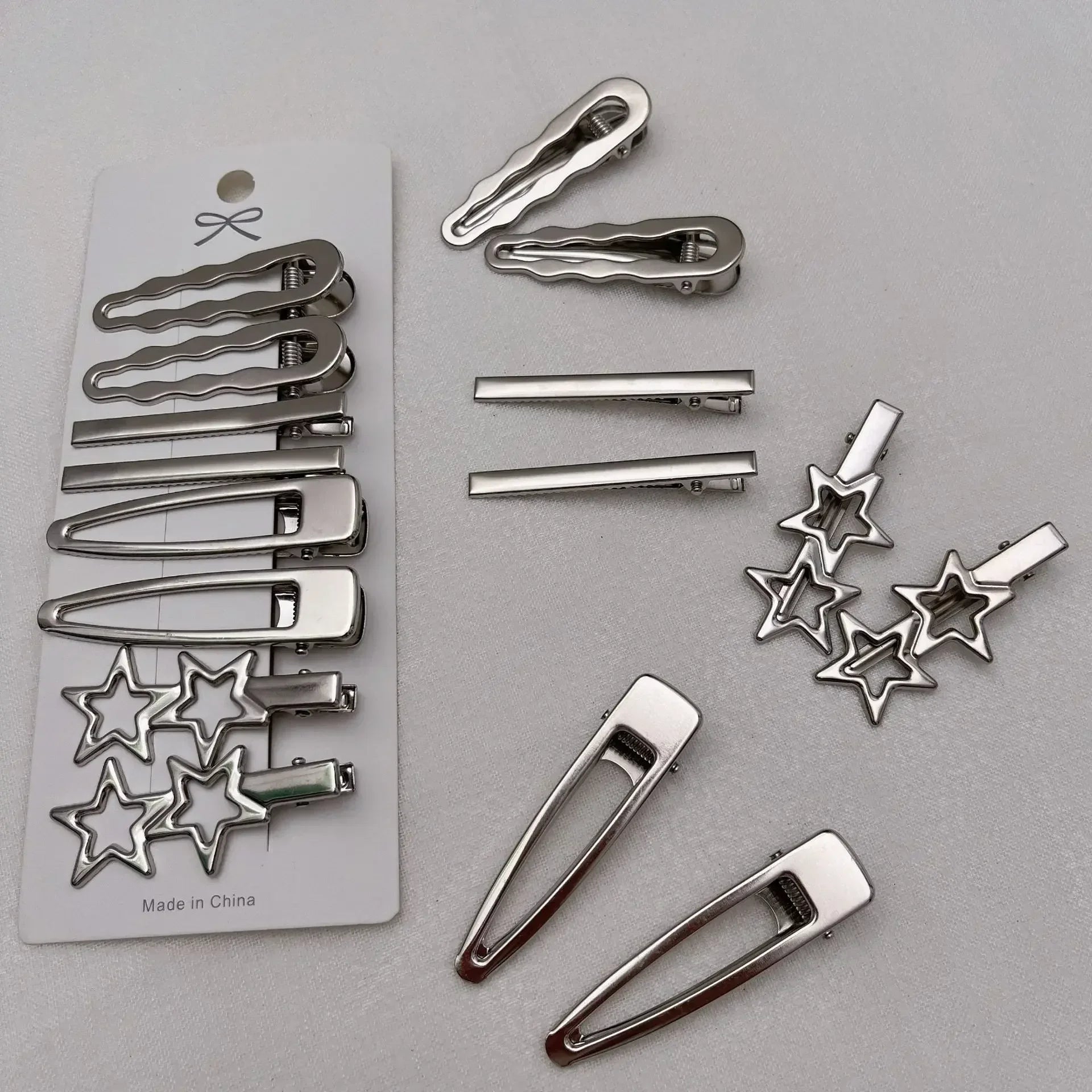 Y2K Silver Metal Duckbill Hair Clips
