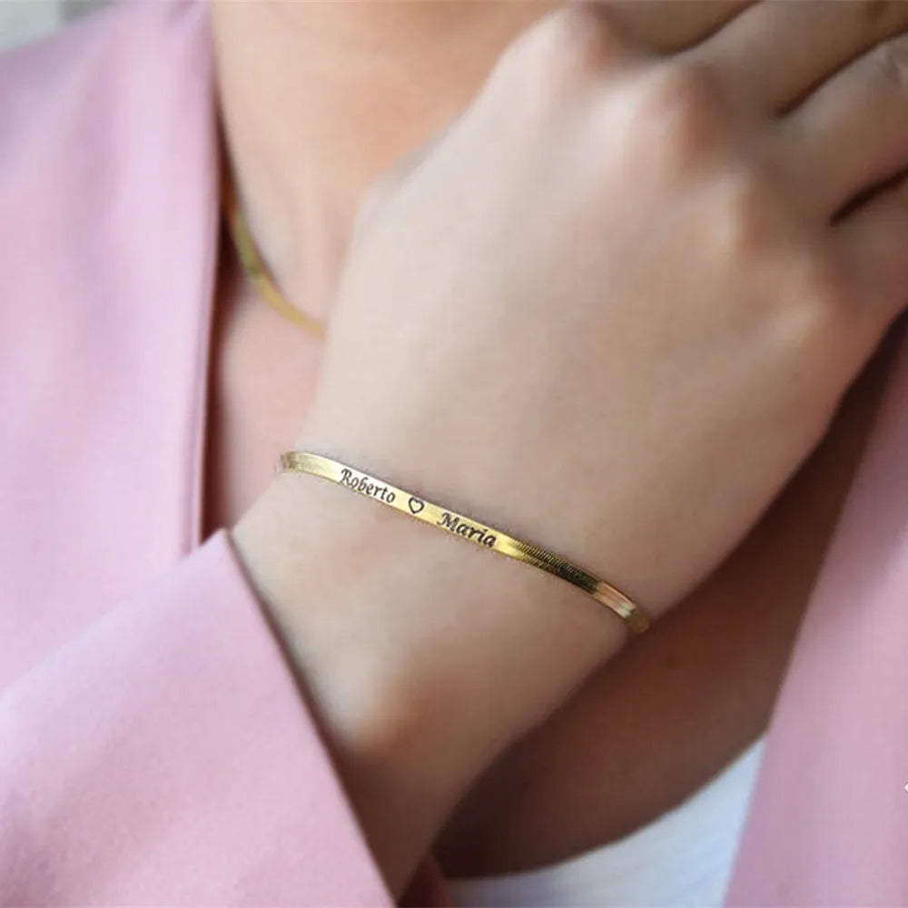 Custom Herringbone Snake Chain Bracelet