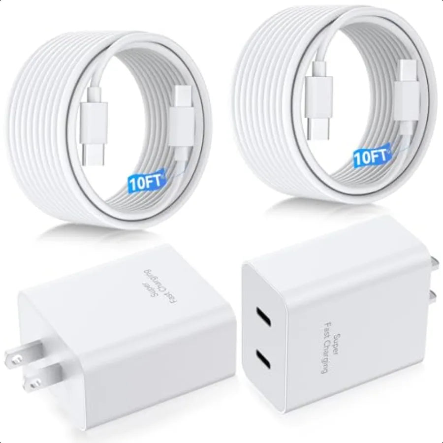 45W Dual USB-C Fast Charger 2-Pack 10FT