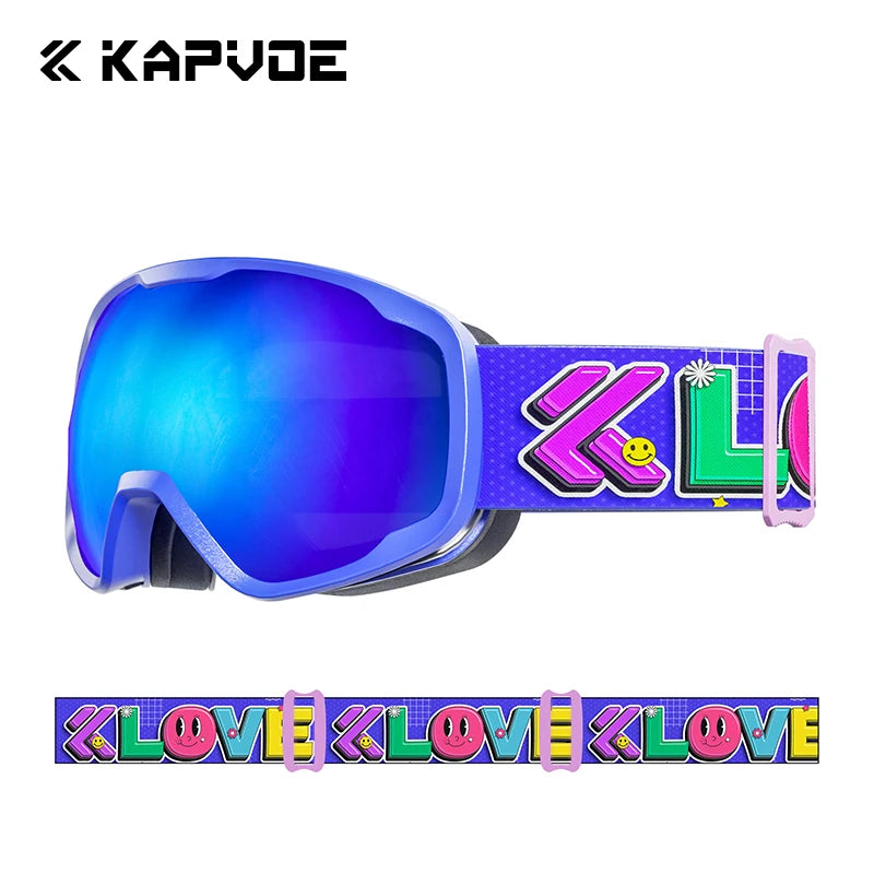 Kapvoe Kids Teen Ski Goggles UV400 Anti-Fog