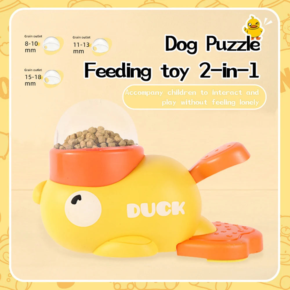 Yellow Duck Dog Puzzle Feeder Toy