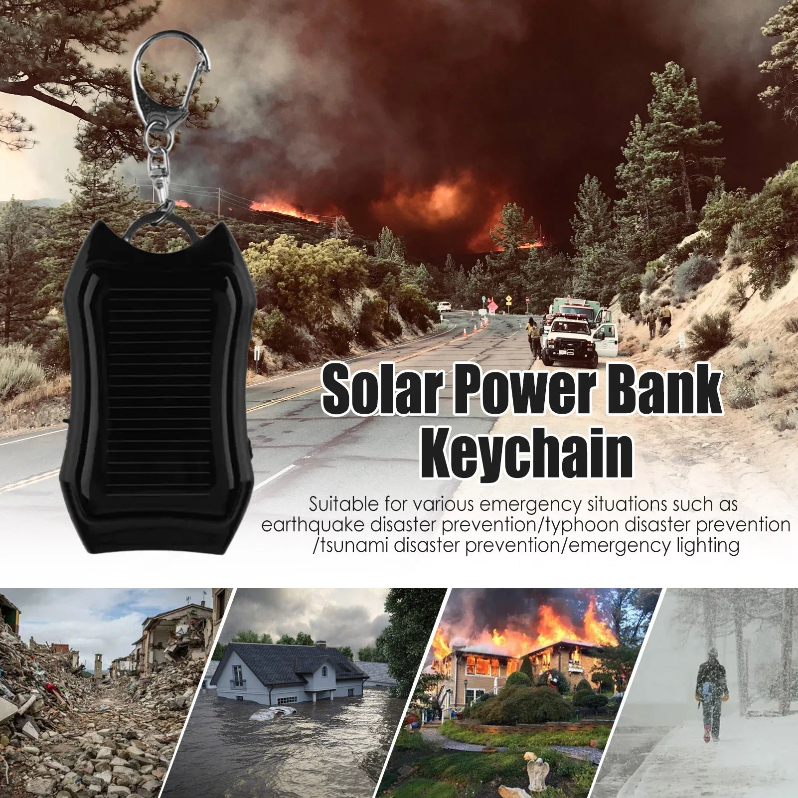 1500mAh Solar Charger Keychain with Light