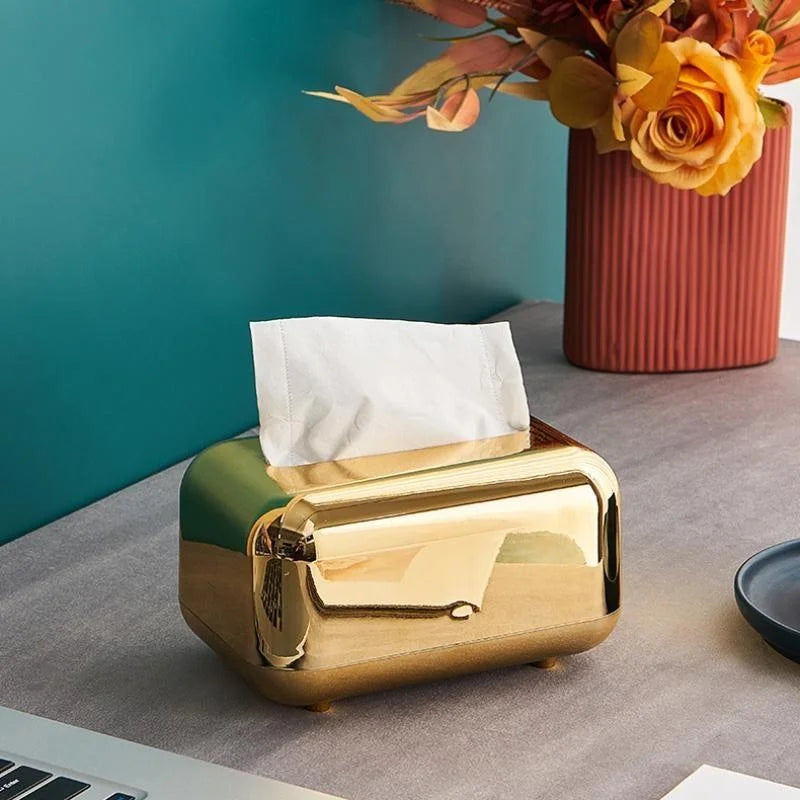 Luxury Golden Tissue Box Organizer