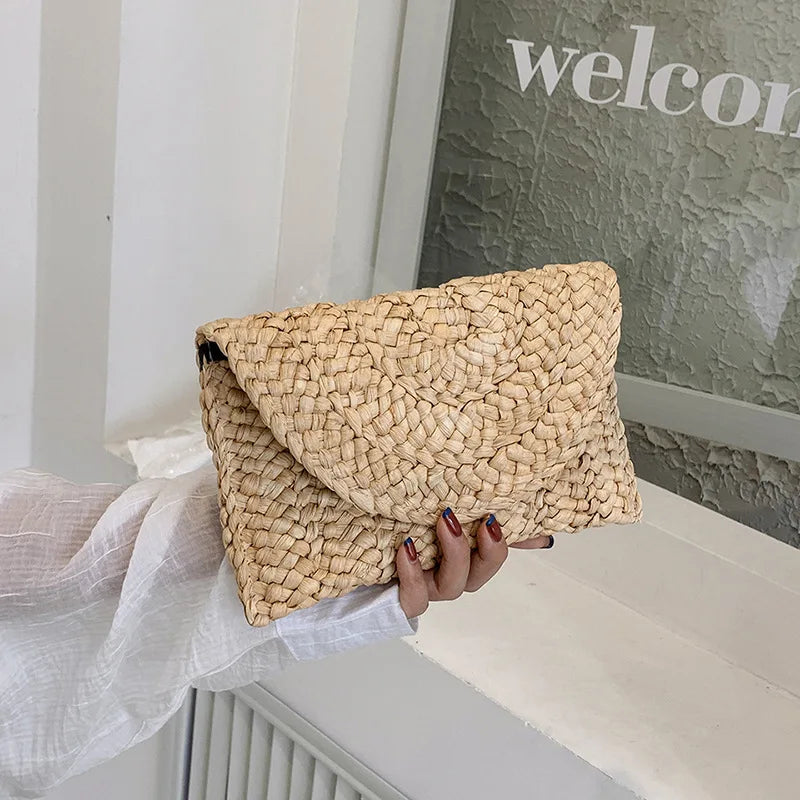 Corn Husk Straw Weave Summer Clutch