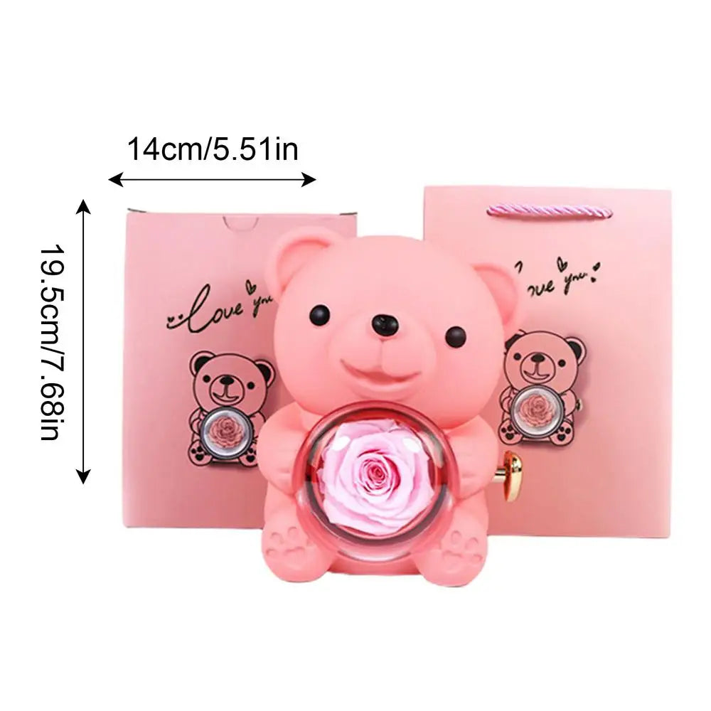 Romantic Bear & Rose Necklace Jewelry Box