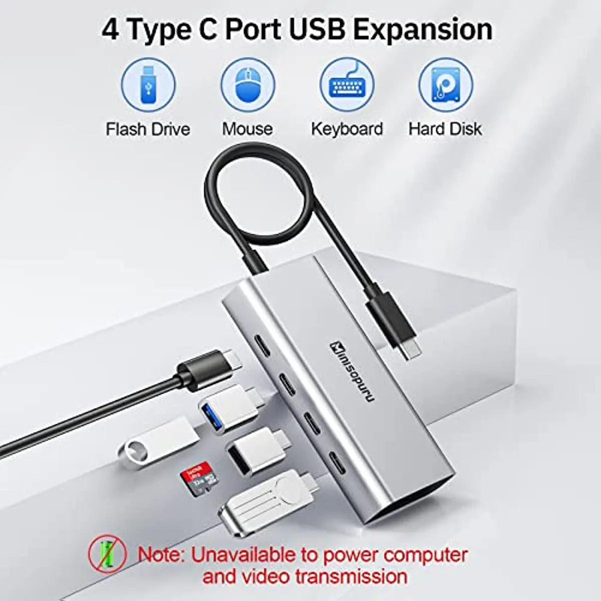 Minisopuru 4-Port USB C Hub 10Gbps