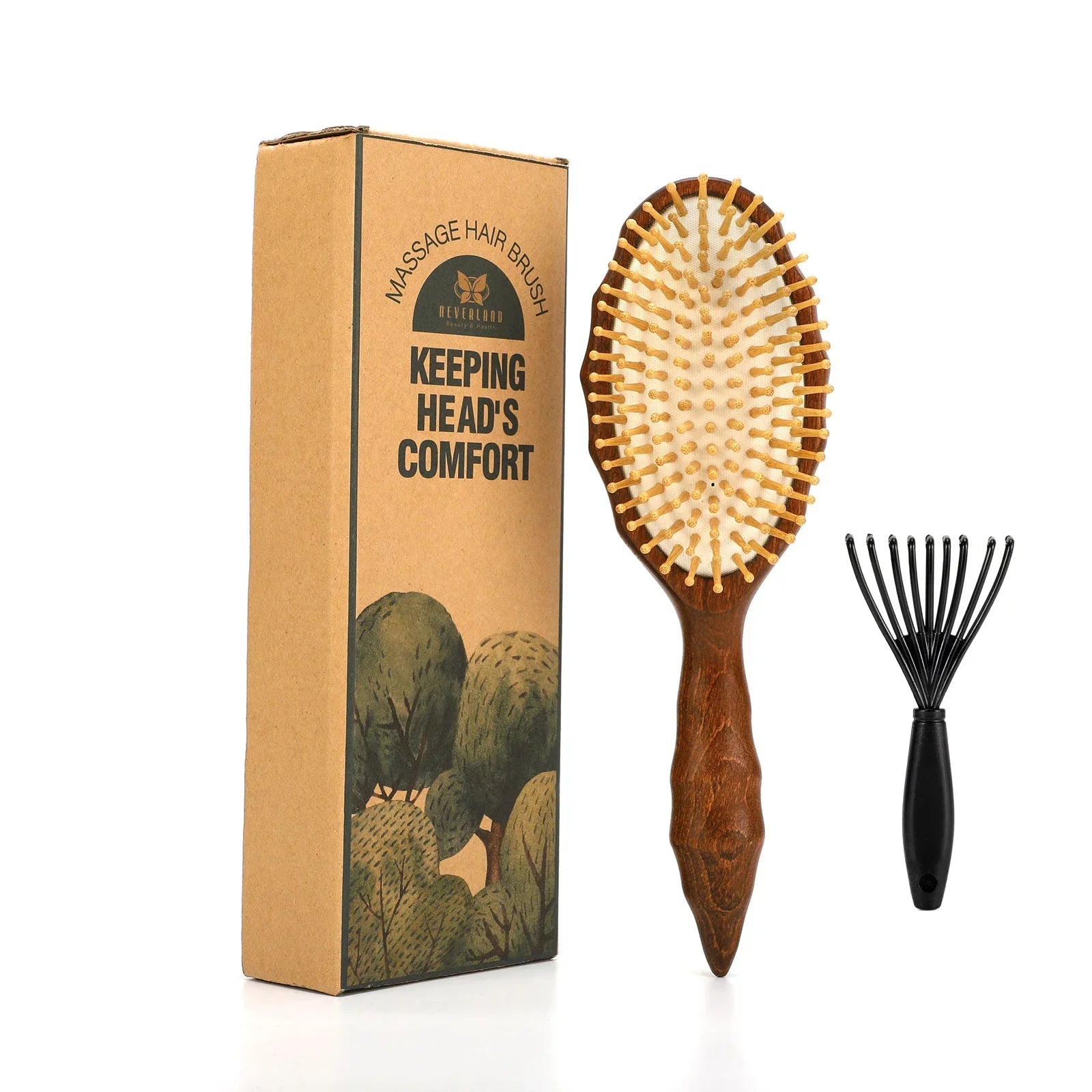 Professional Wooden Bristle Hair Comb