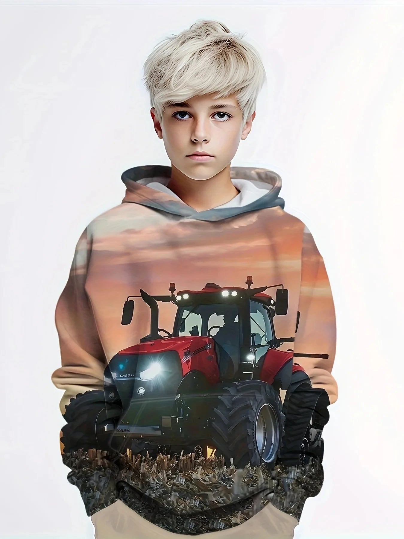 3D Truck Print Kids Oversized Hoodie