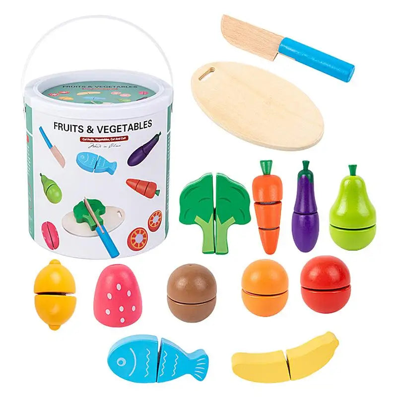 Wooden Fruit & Veggie Cutting Toy Set