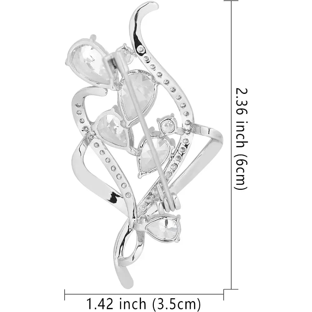 Zirconia Crystal Flower Brooch for Women