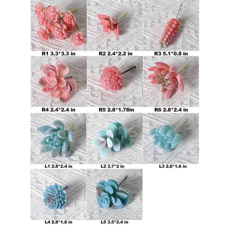 11PCS Blue Mini Artificial Succulent Set