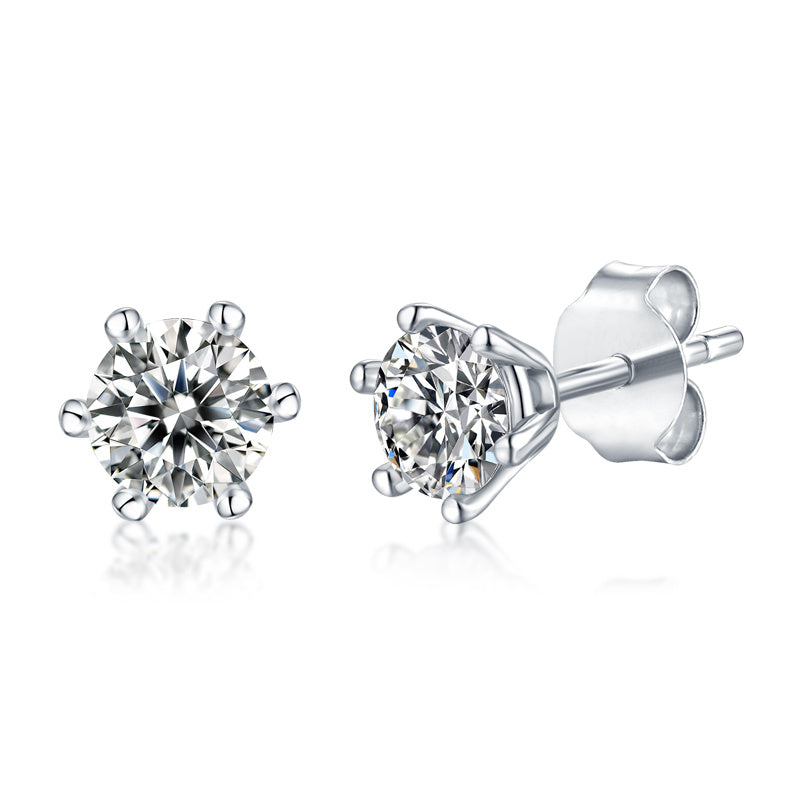 Classic Six-Prong Moissanite Earrings