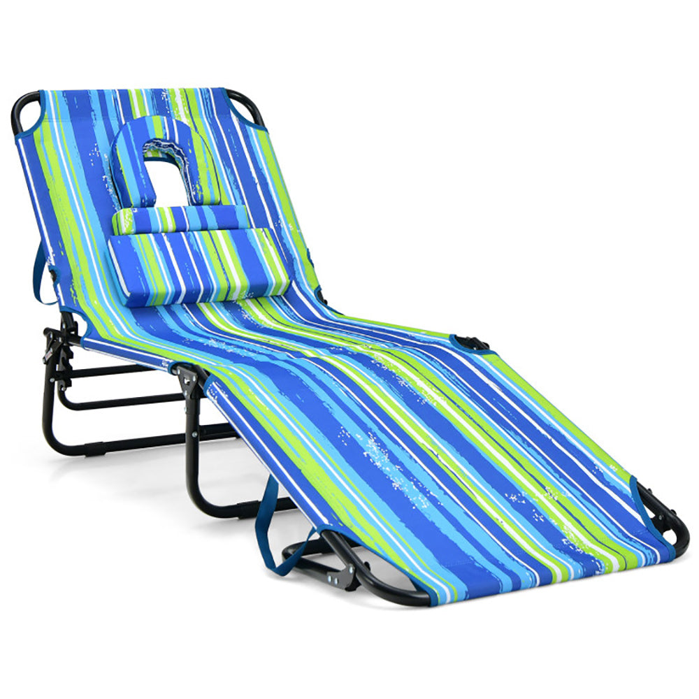 Beach Chaise Lounge Chair w/ Face Hole
